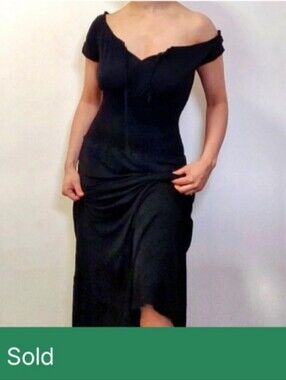 Sold!!! Do Not Order!!! Black Maxi Dress with Smocked Bodice and Cap Sleeves